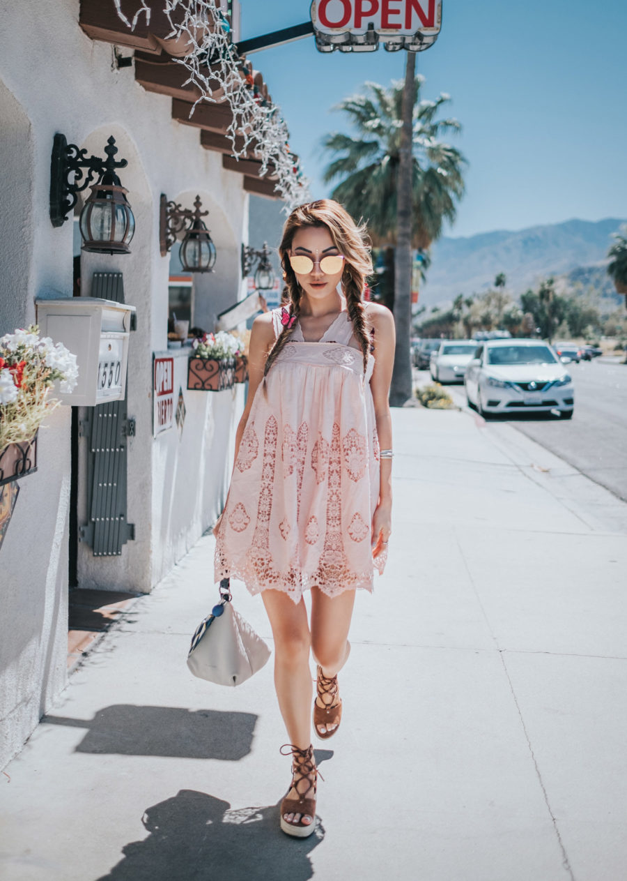 The Perfect Shoes For Any Coachella Outfits - Coachella Outfits Idea, Festival Style, Espadrilles Shoes, Baby Doll Pink Dress, Jessica Wang Festival Outfits // NotJessFashion.com
