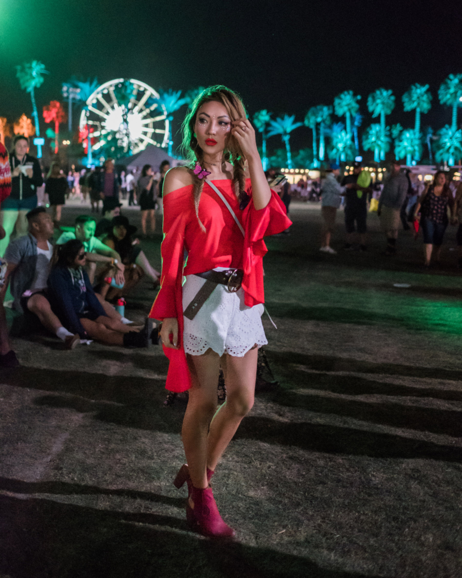Red Ruffle Off The Shoulder Top - Instagram Outfit Round Up: Coachella 2017 Recap // Notjessfashion.com