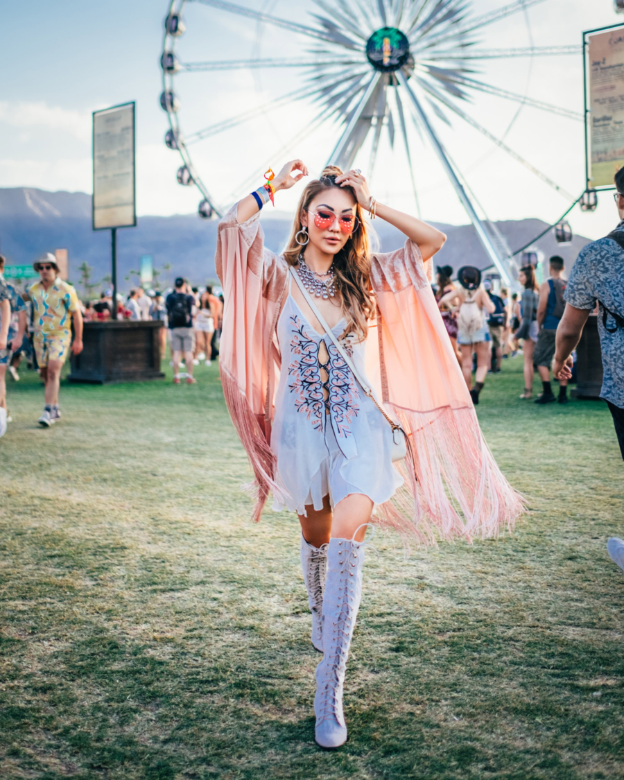 Perfect Shoes for Any Coachella Outfits, Coachella Outfits Ideas, Festival Style, Laced Up Boots Outfits for Coachella, Jessica Wang Festival Outfits // NotJessFashion.com