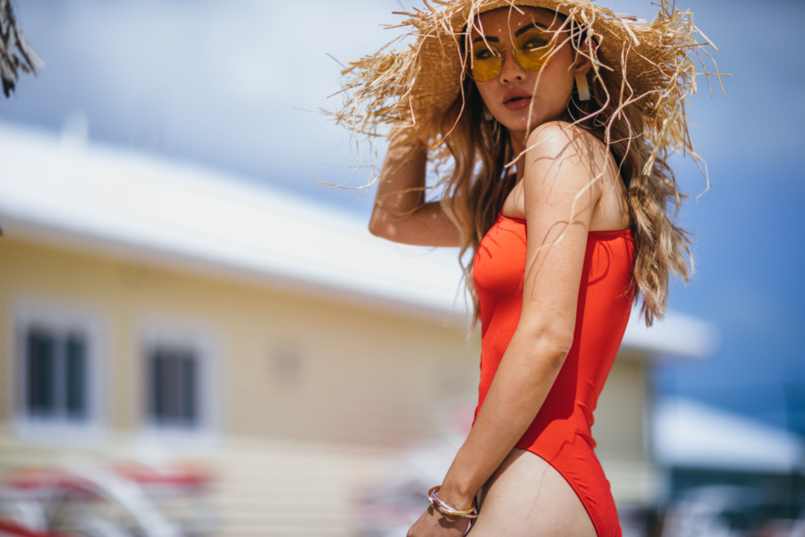 Fringe Straw Hat and Red One Piece Swimsuit - How To Find The Perfect One Piece Swimsuit // NotJessFashion.com