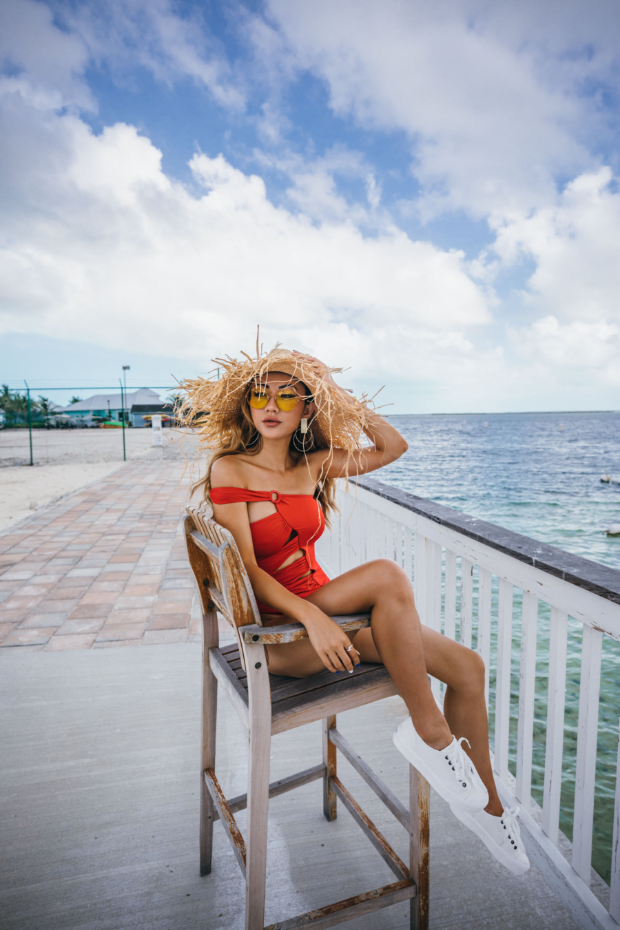Fringe Hat and Red One Piece Swimsuit - How To Find The Perfect One Piece Swimsuit // NotJessFashion.com