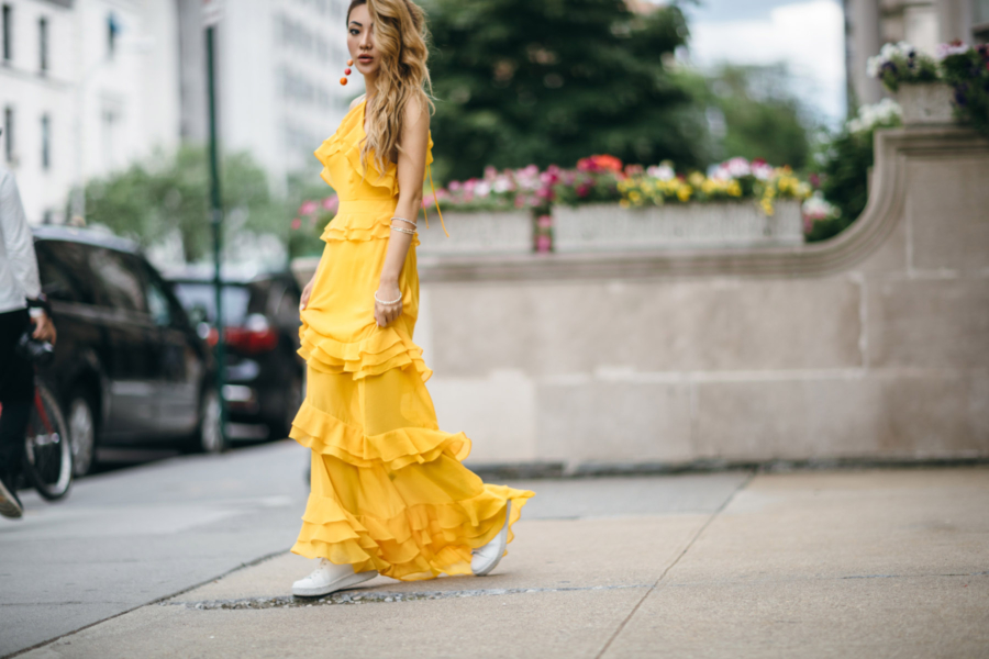 Yellow Ruffle Tiered Dress = 8 Pieces To Achieve The Modern Romantic Look // NotJessFashion.com