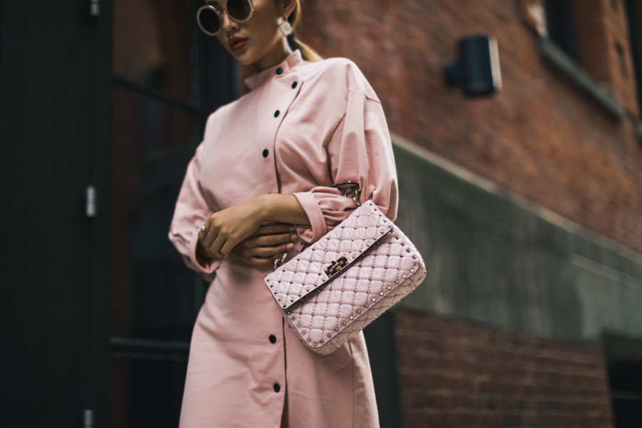 Pink Dress and Valentino Rockstuds Spike Crossbody Bag - Most Wearable but Luxe Trends for Summer 2017 // NotJessFashion.com