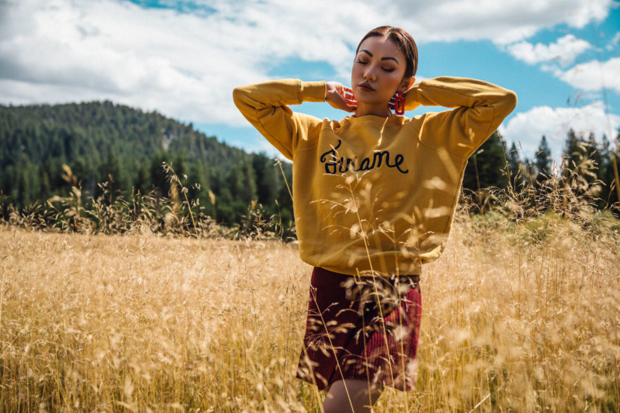 frame yellow sweater, what to wear to a football game // Notjessfashion.com