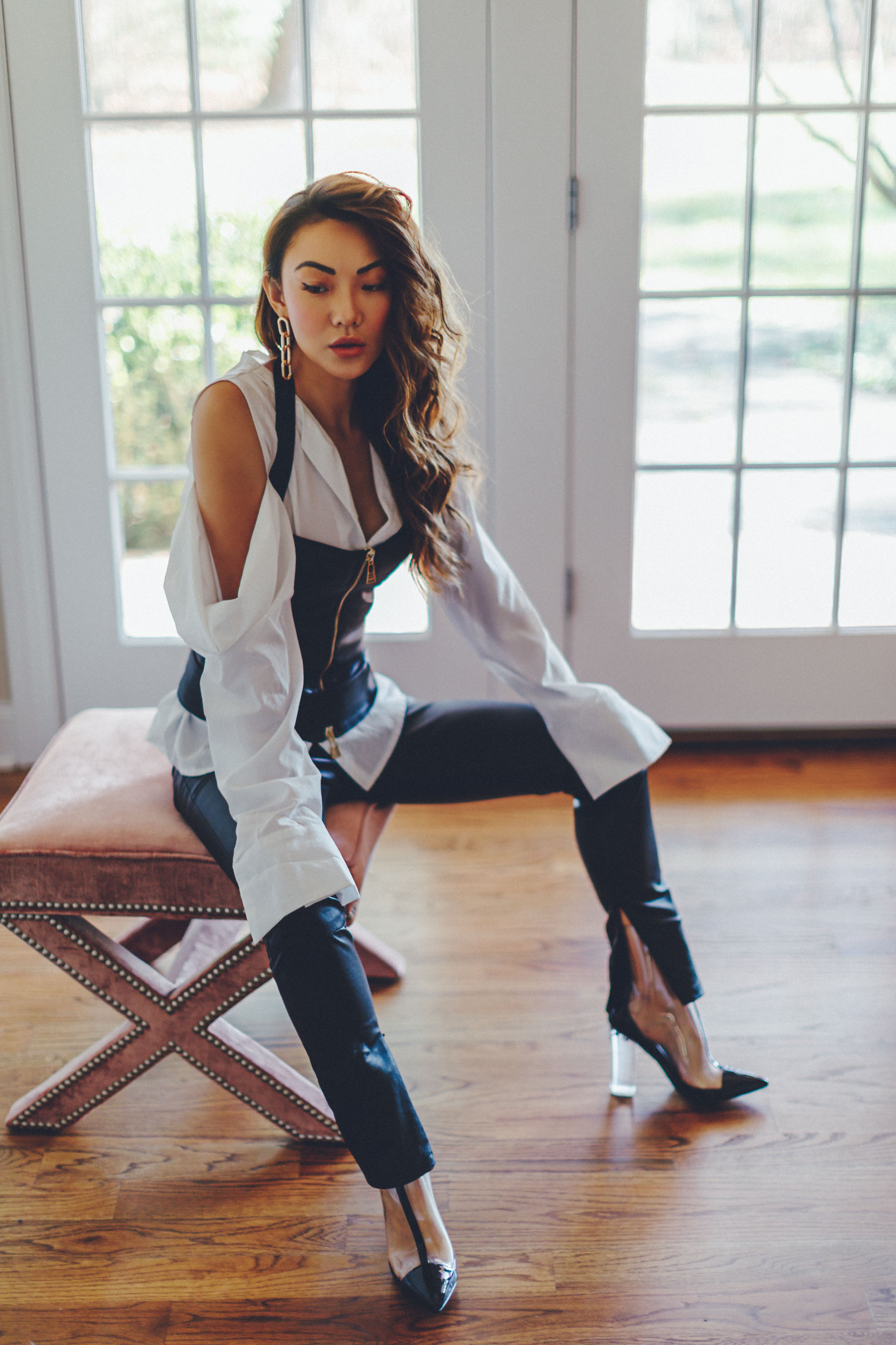 La Perla Leather Corset and Pants with Clear Boots // Notjessfashion.com