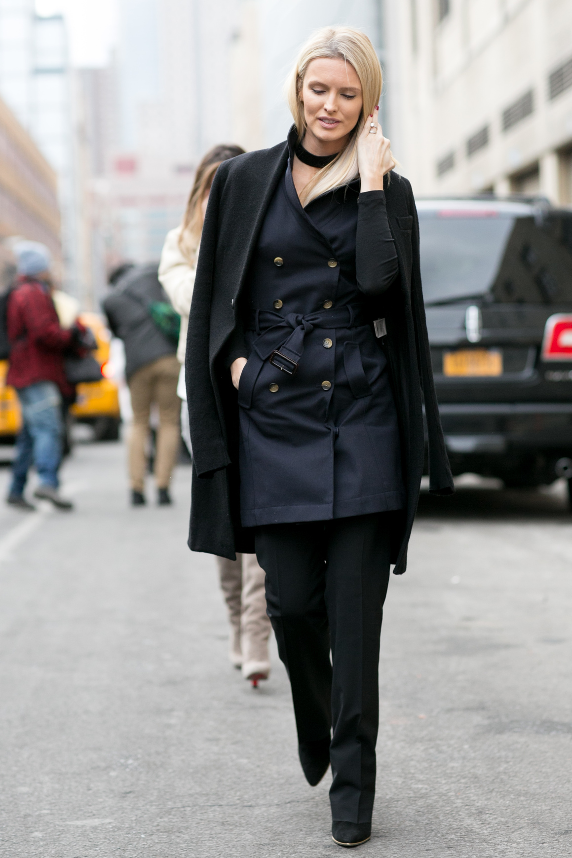 Make Work Wear More Appealing in the Winter - Navy Trench Coat with Over Coat // Notjessfashion.com