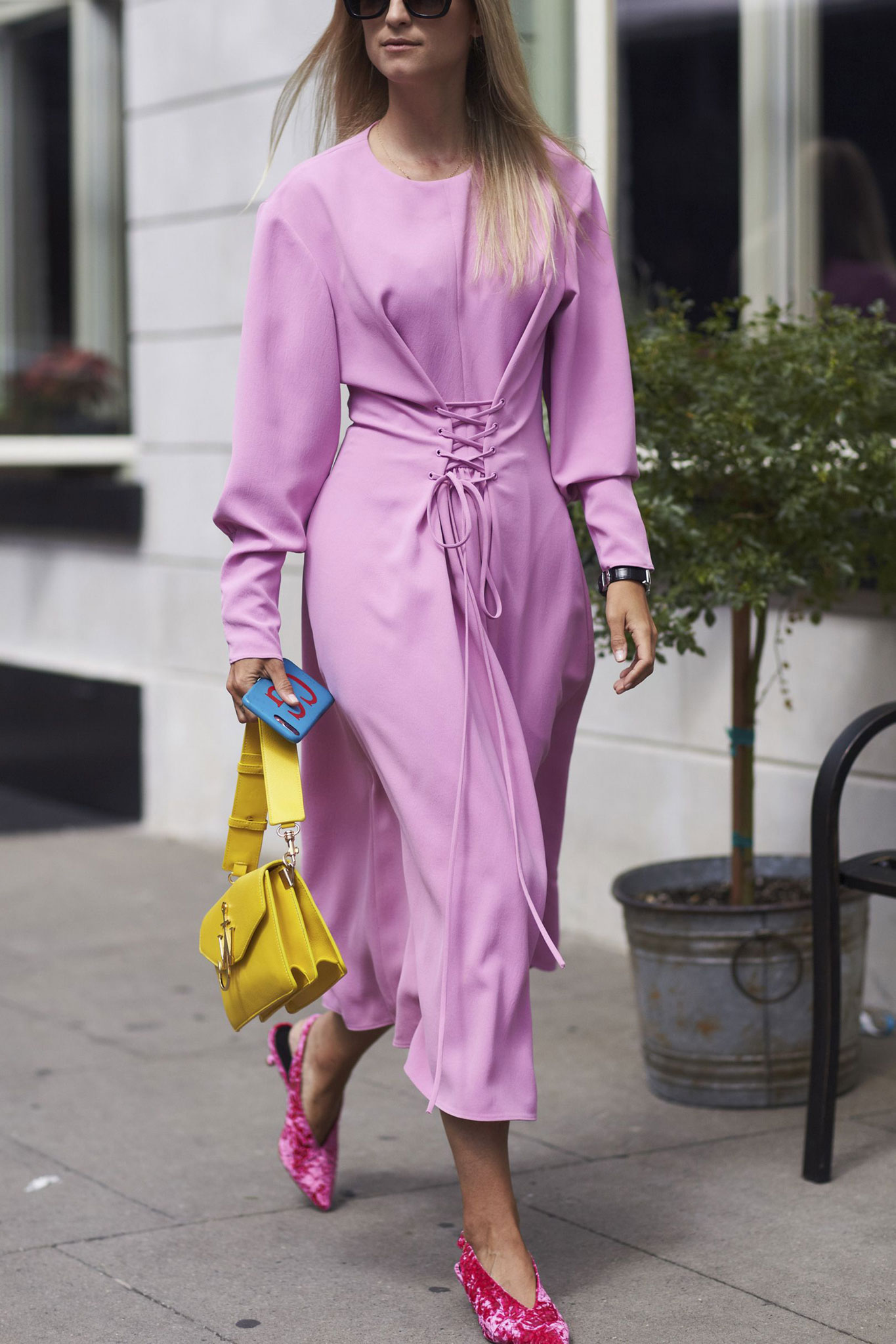 How to Wear Lavender Before Spring // Notjessfashion.com // Lavender dress, street style fashion, fashion week street style