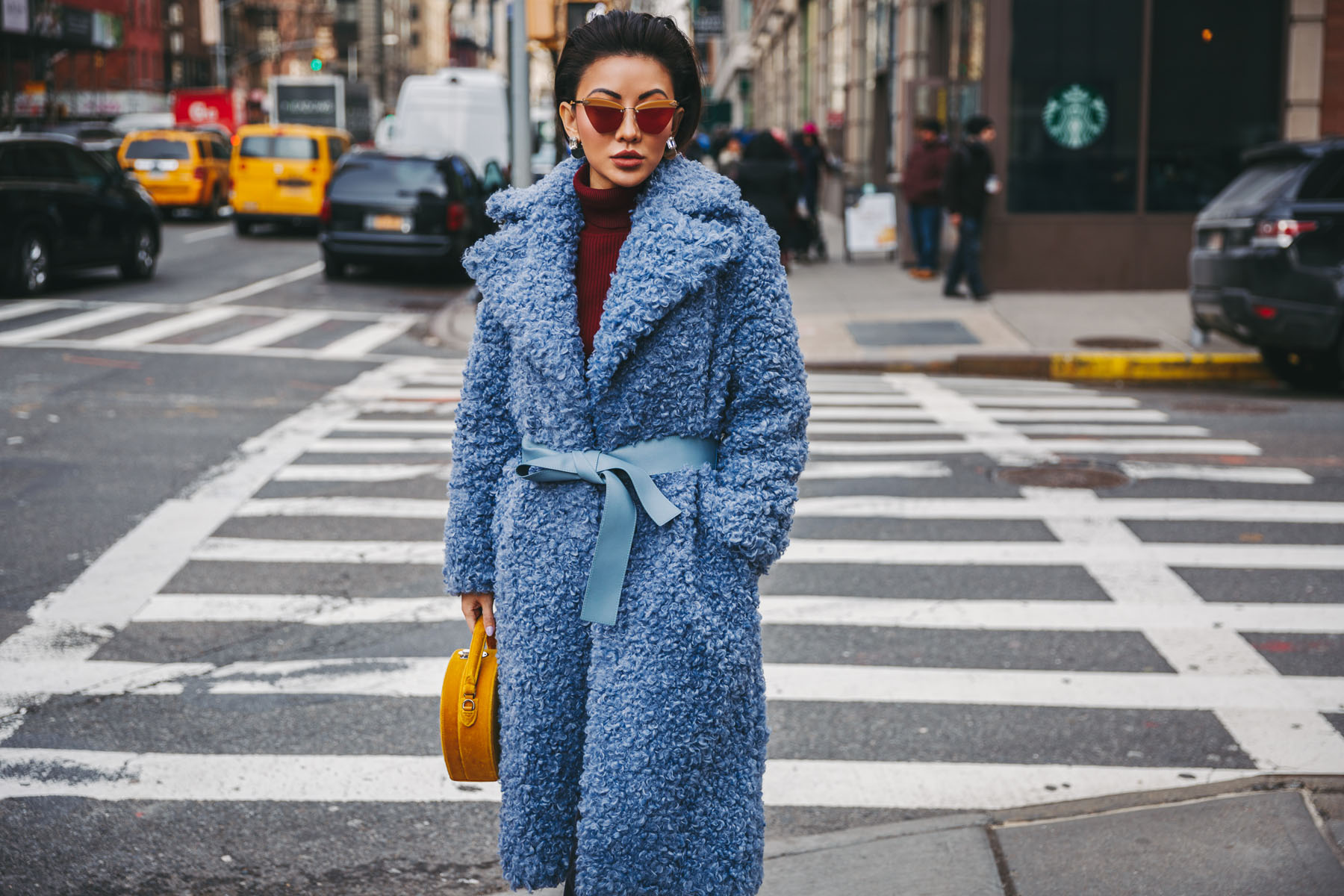 NYFW 2018 Street Style - Loeil Blue Teddy Coat // Notjessfashion.com
