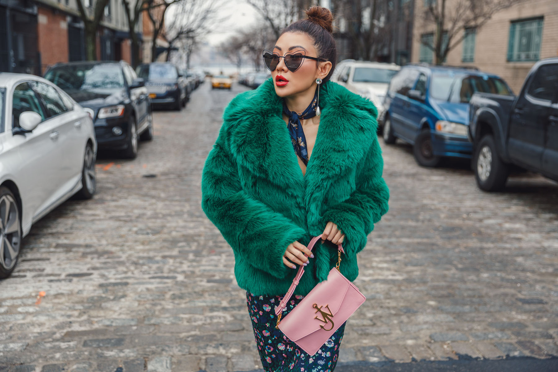 NYFW 2018 - Green Fur Coat, Monochromatic Green Look // Notjessfashion.com