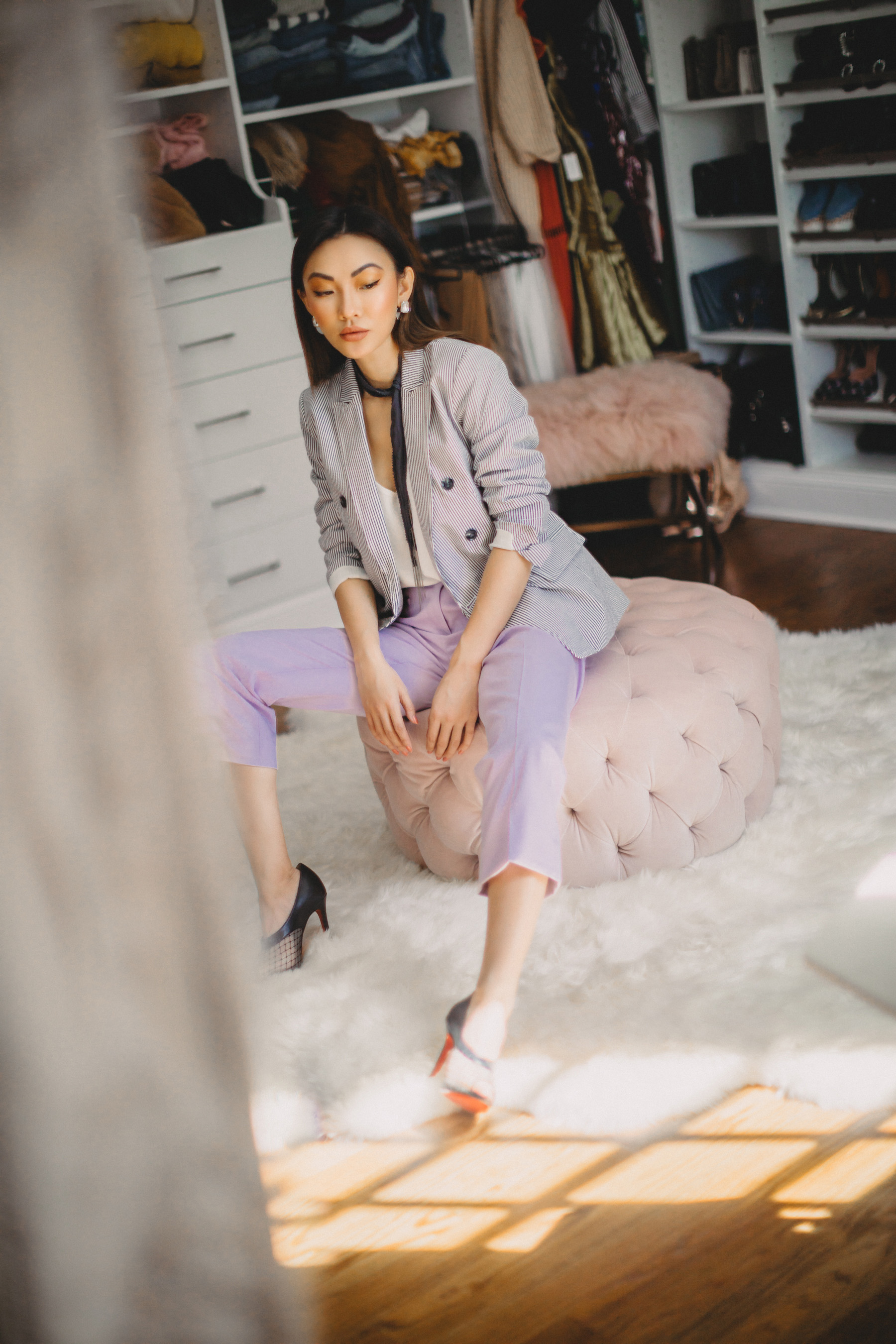 ways to invest in yourself, banana republic style, lavender outfit // Notjessfashion.com