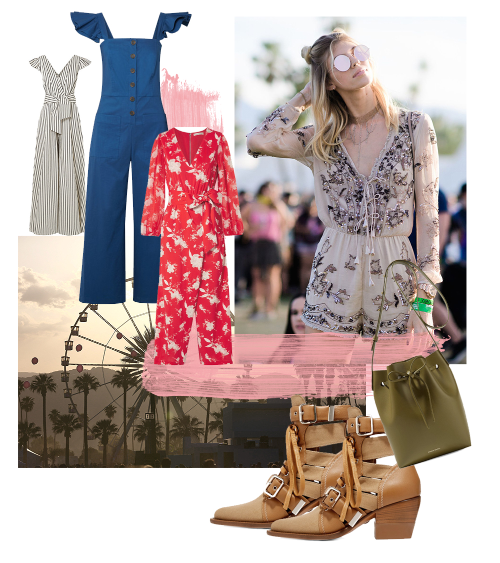 Cool Coachella Outfit Ideas - Coachella Collage, Jumpsuit for Coachella, Bohemian Style // Notjessfashion.com