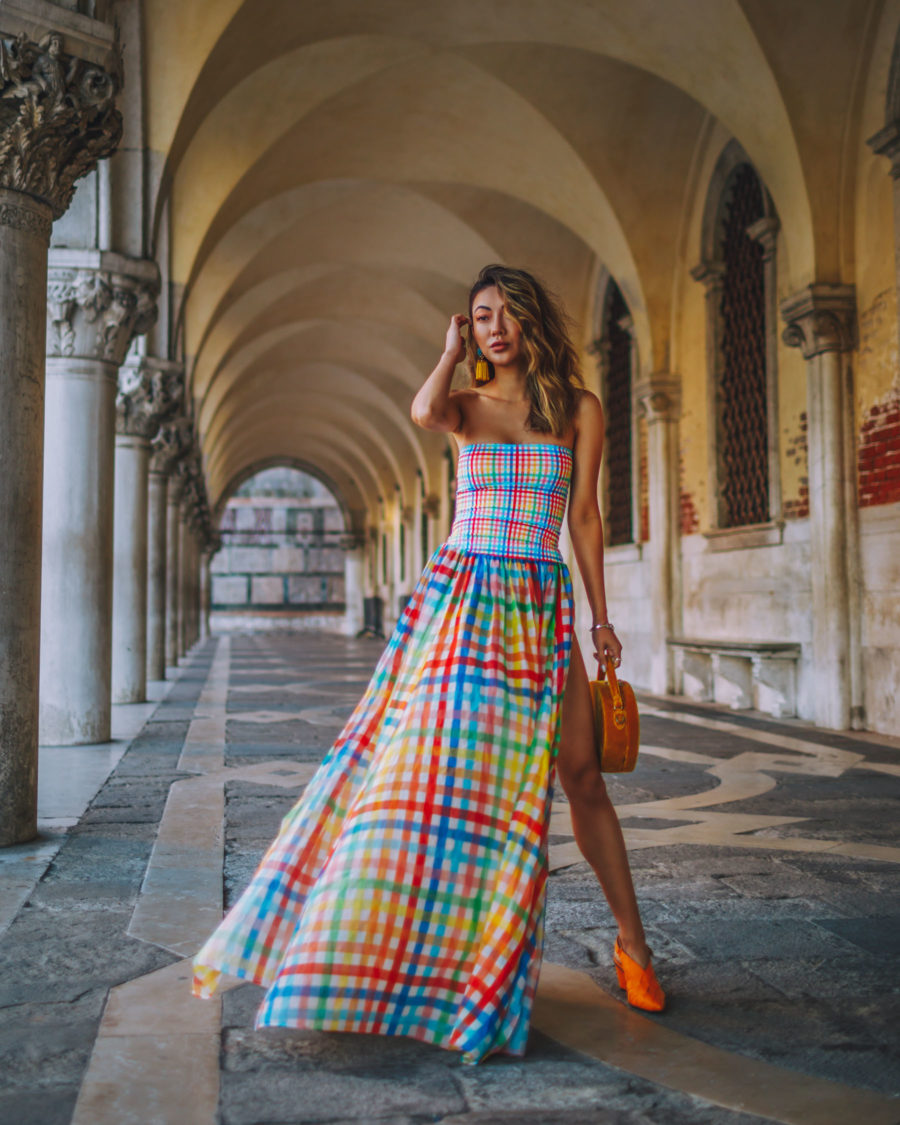 Instagram Outfits in Venice - colorful plaid dress, smocked top dress // Notjessfashion.com