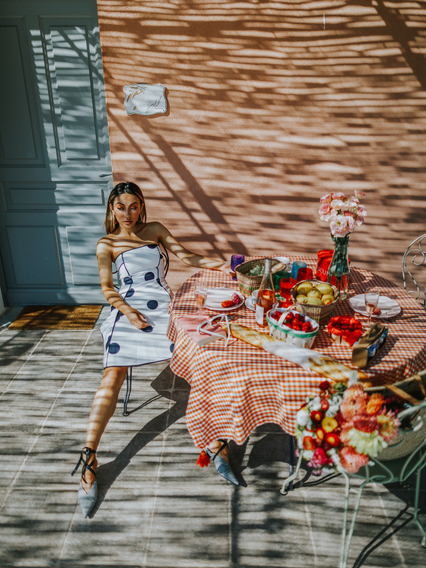 fourth of july outfit guide, kate spade white polka dot dress, fashion blogger in provence // Notjessfashion.com
