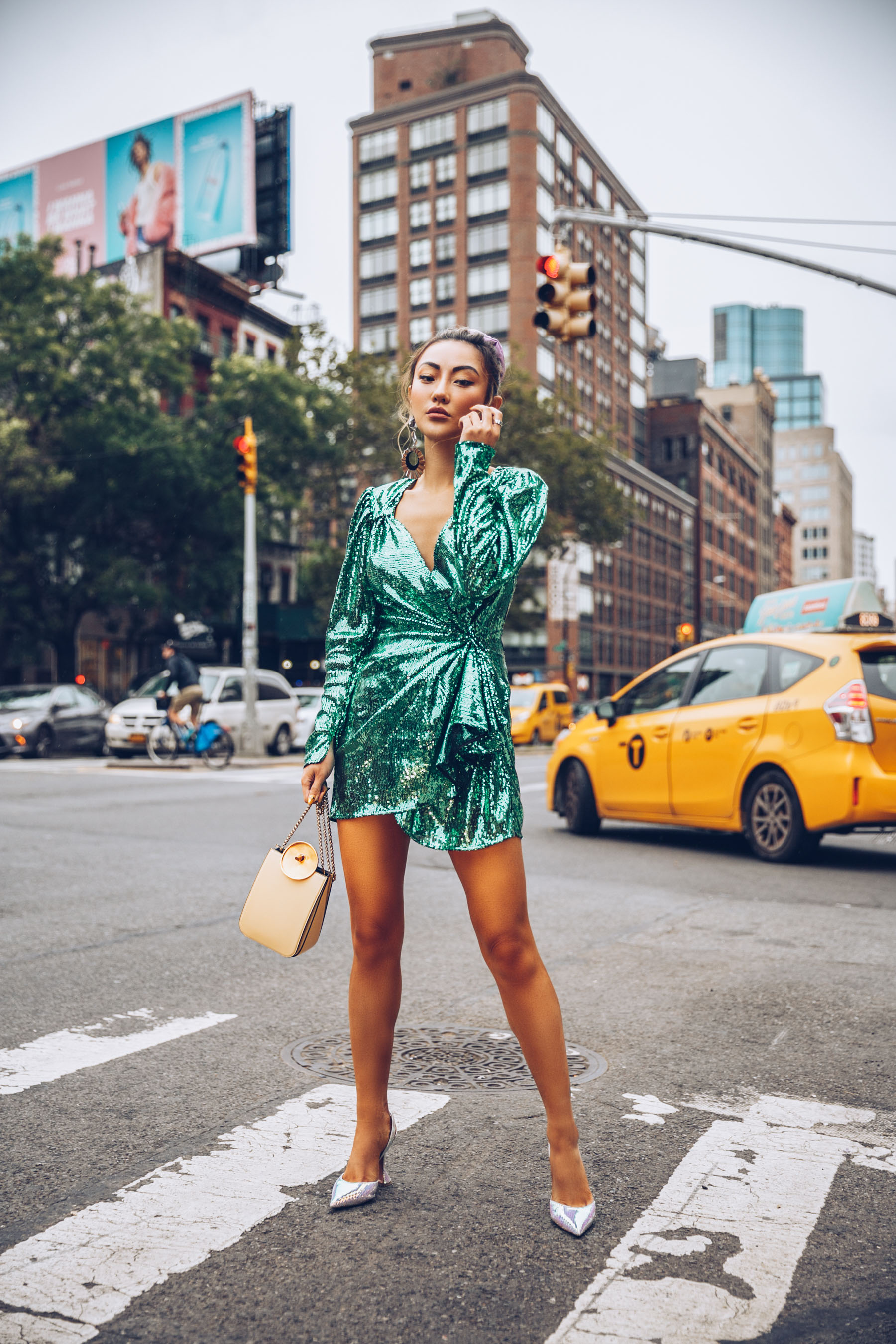 wedding guest outfit ideas, NYFW SS19 Recap, NYFW SS19 Street Style, holographic trend, metallic trend // Notjessfashion.com