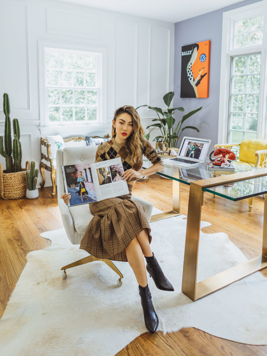 fashion blogger jessica wang at her home office reading a book and sharing ways to stay productive // Jessica Wang - Notjessfashion.com 