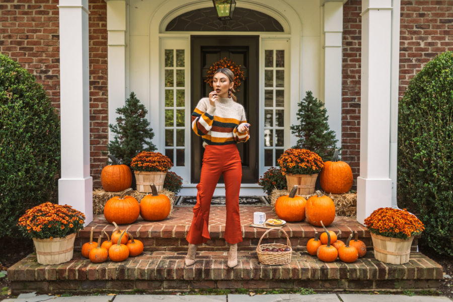fashion blogger jessica wang on halloween decorated front porch // Jessica Wang - Notjessfashion.com