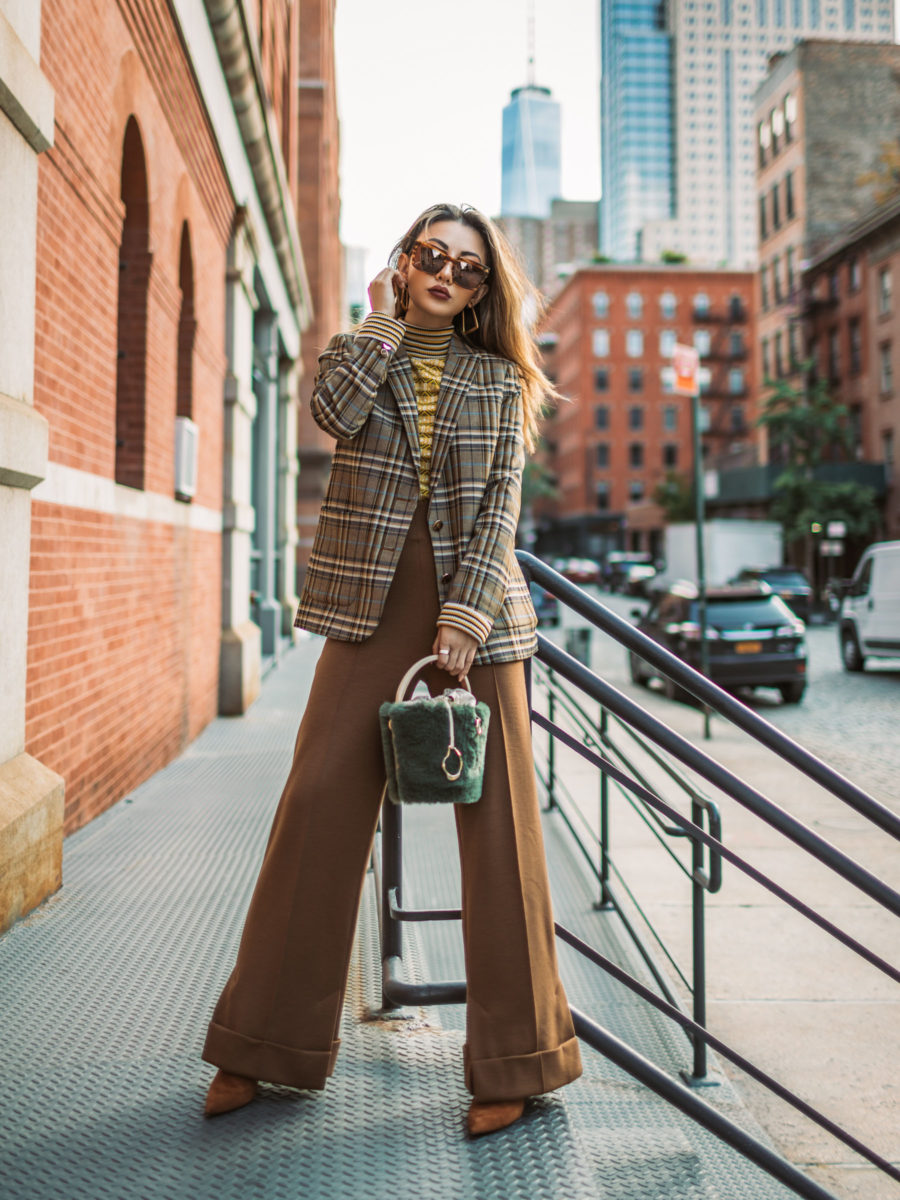 trouser styles for women featuring plaid blazer and wool wide leg pants // Notjessfashion.com