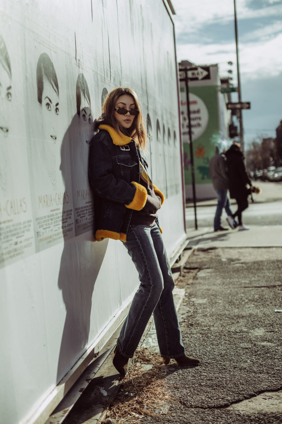 fashion blogger jessica wang shares ugly fashion trends of 2020 wearing long denim and shearling jacket // Notjessfashion.com