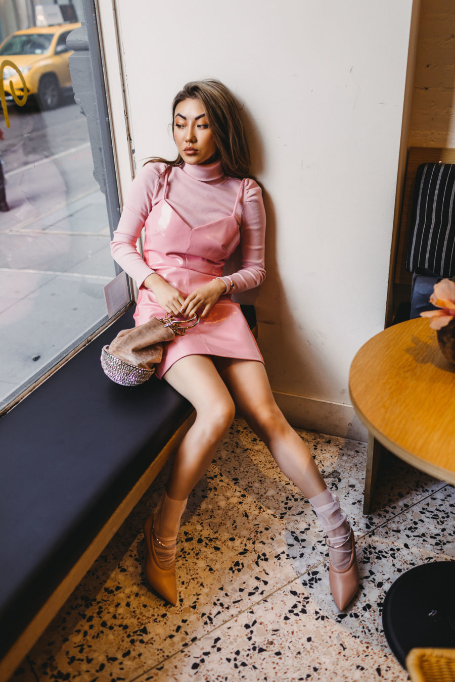 Best coffee shops to work in nyc, monochromatic pink outfit, pink mini dress // notjessfashion.com