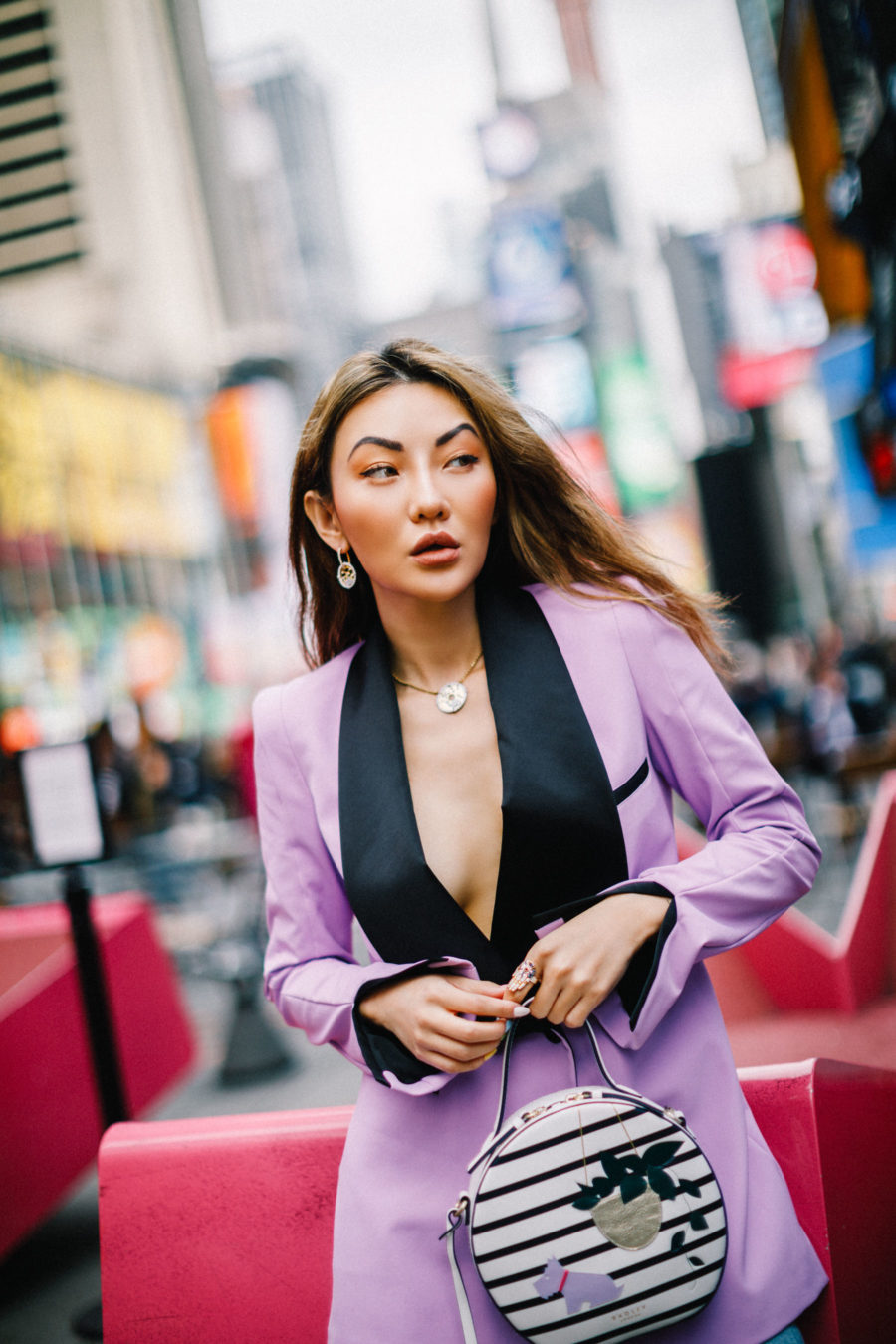 essica wang wearing lavender blazer and shares the most amazing concealers // Jessica Wang - Notjessfashion.com