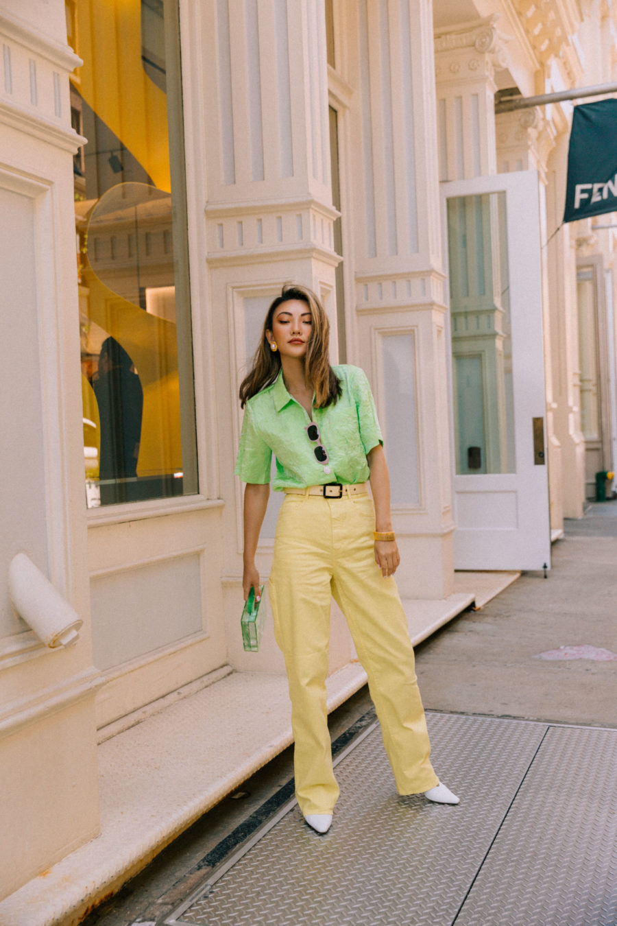 color combinations for summer - green and yellow outfit // Jessica Wang - Notjessfashion.com