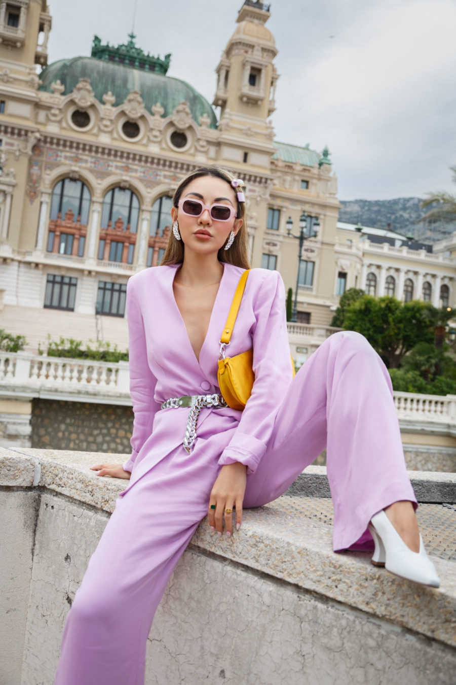 fashion blogger jessica wang wears lavender suit showcasing spring color trends // Jessica Wang - Notjessfashion.com