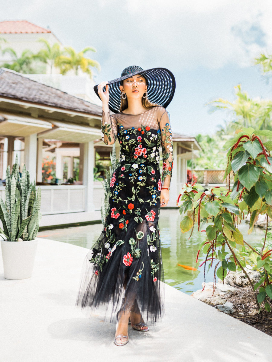 Jessica wang wearing a sheer floral black dress while sharing her favorite pieces from some of the best Memorial day sales // Jessica Wang - Notjessfashion.com