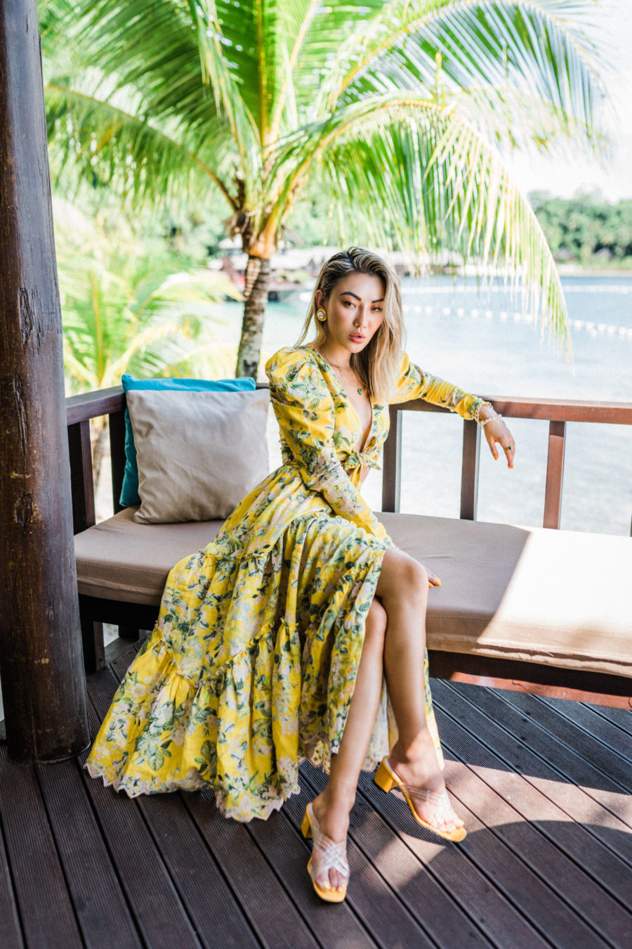 Vintage Fashion Trends - Yellow Floral dress, yellow square toe sandals // Jessica Wang - Notjessfashion.com