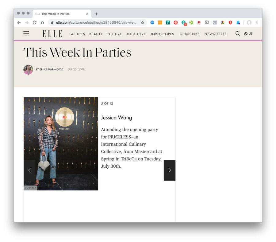 Elle.com This Week in Parties Feature Jessica Wang 2019 || NotJessFashion.com