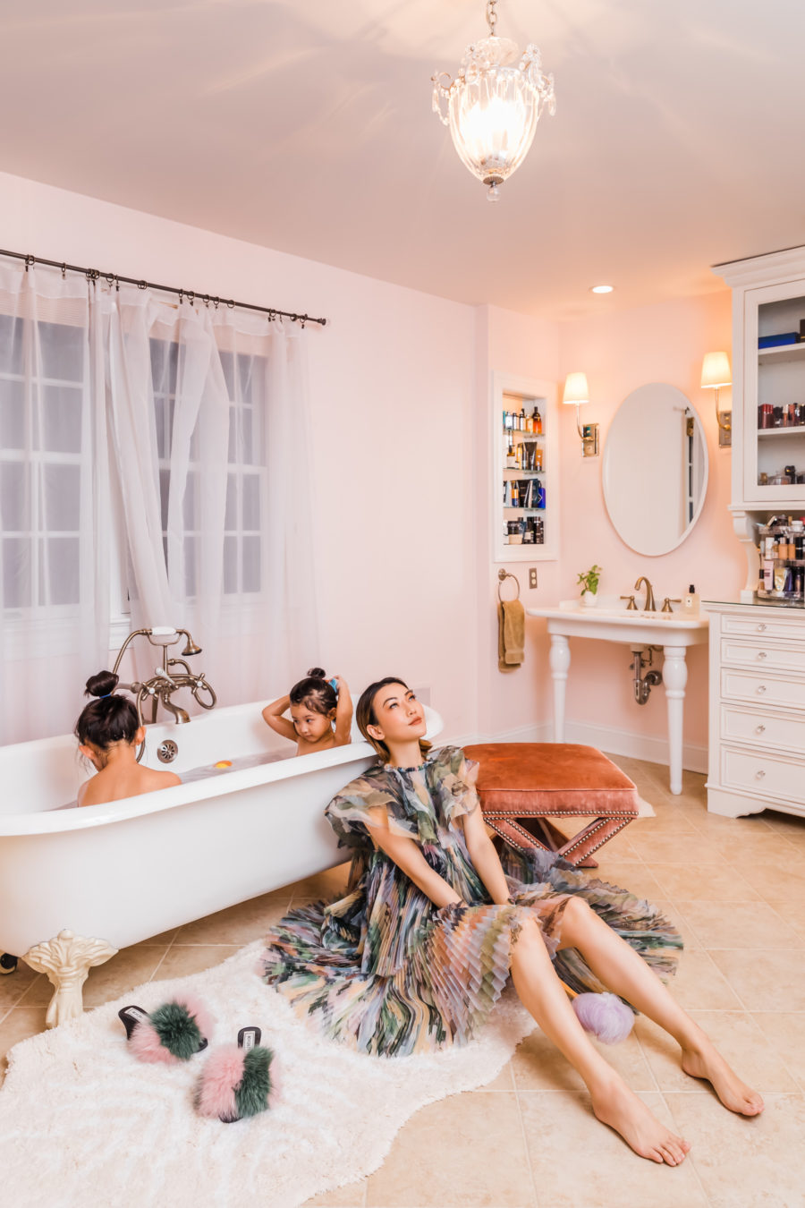 fashion blogger jessica wang in bathroom and shares her best mom hacks // Jessica Wang - Notjessfashion.com