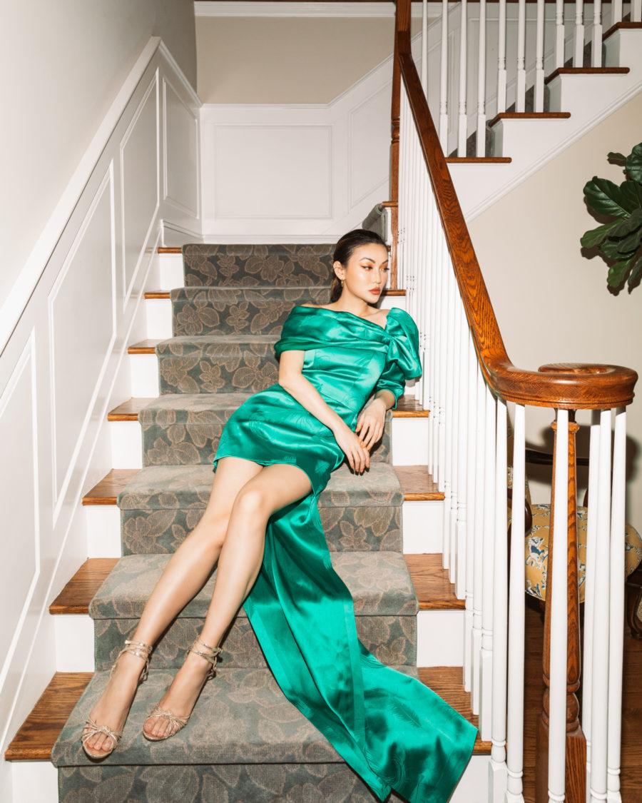 Christmas Outfits - Evergreen - Green hellessy dress, jimmy choo sandals // Jessica Wang - Notjessfashion.com