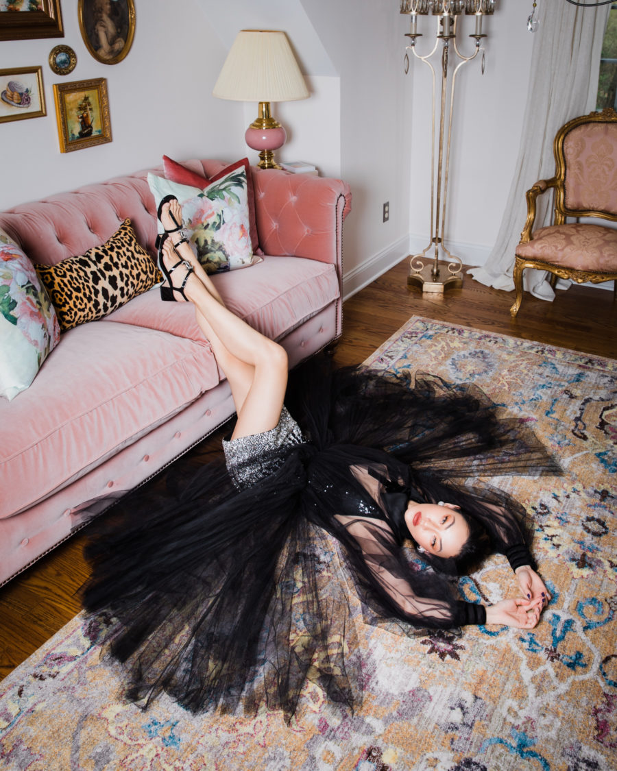 jessica wang wearing a black tulle dress and sharing victorian style home decor // Jessica Wang - Notjessfashion.com
