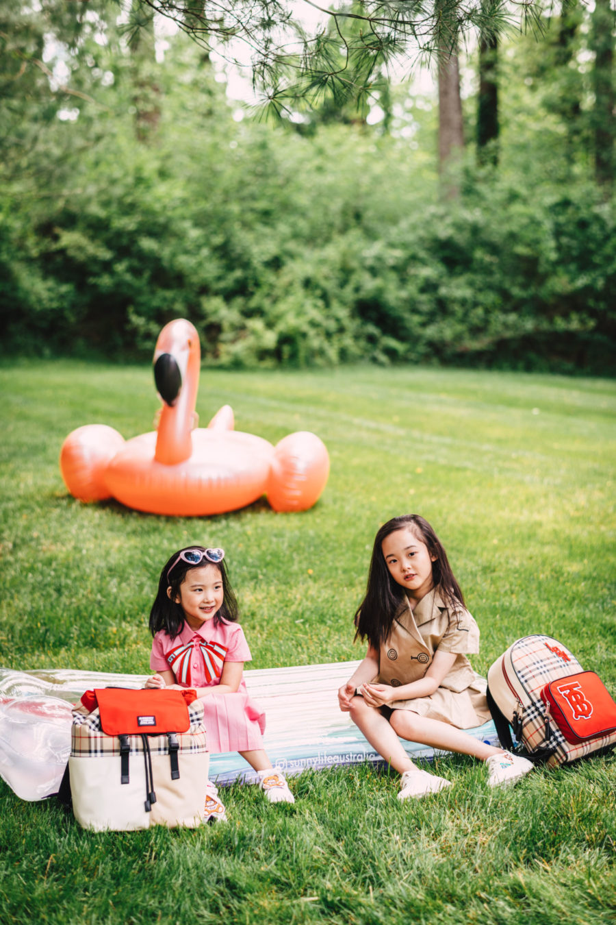 jessica wang's daughters wearing gucci dress and burberry outfit // Jessica Wang - Notjessfashion.com