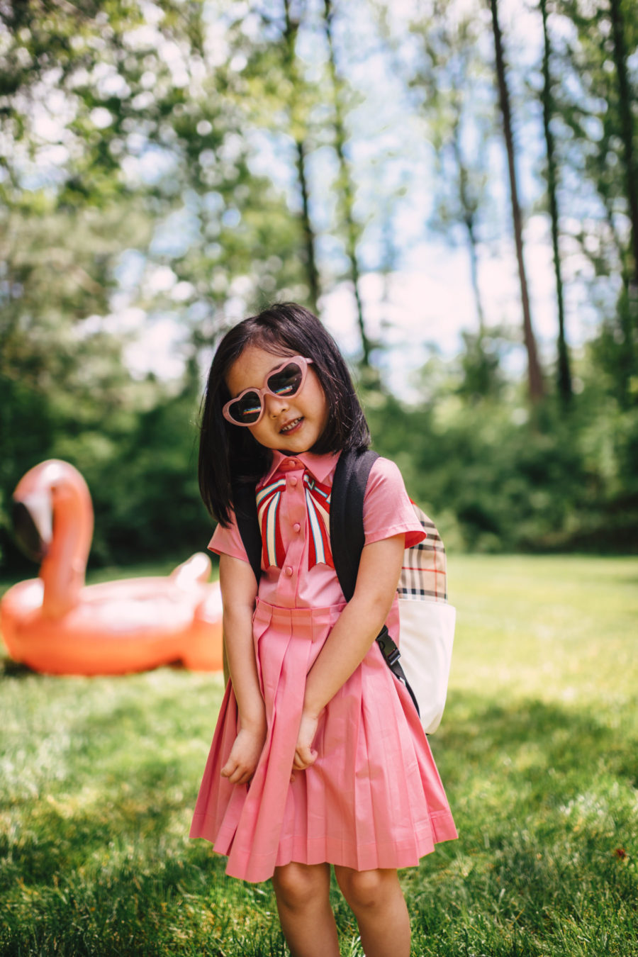 luisaviaroma summer outfits for kids featuring gucci dress and burberry backpack // Jessica Wang - Notjessfashion.com