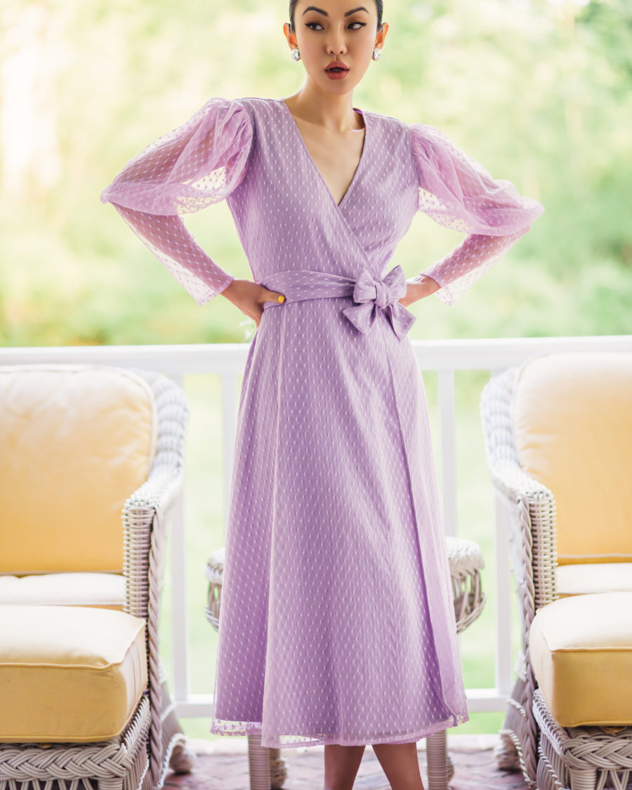 my collection with amazon the drop featuring lavender wrap dress // Jessica Wang - Notjessfashion.com