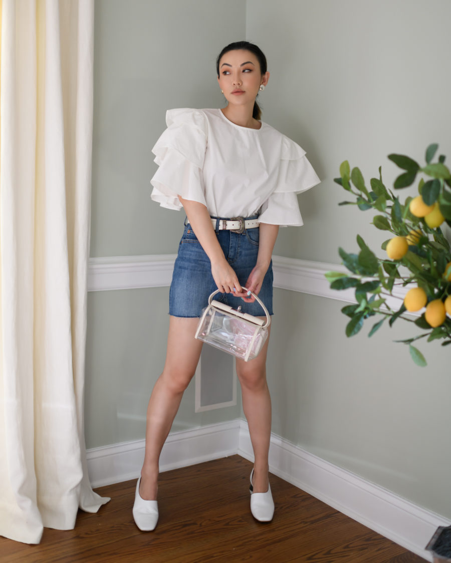 my collection with amazon the drop featuring white top with tiered sleeves // Jessica Wang - Notjessfashion.com