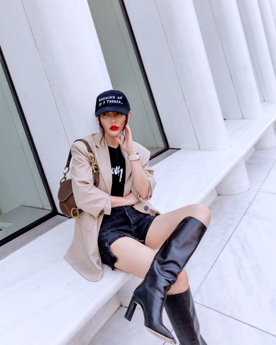 fall 2020 trends featuring oversized blazer with knee high boots // Jessica Wang - Notjessfashion.com