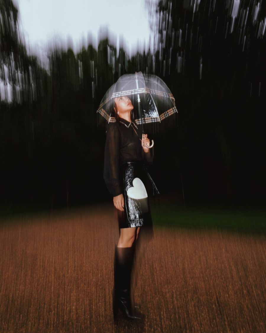 fashion blogger jessica wang at home carrying burberry umbrella while sharing the best iphone accessories for influencers // Jessica Wang - Notjessfashion.com
