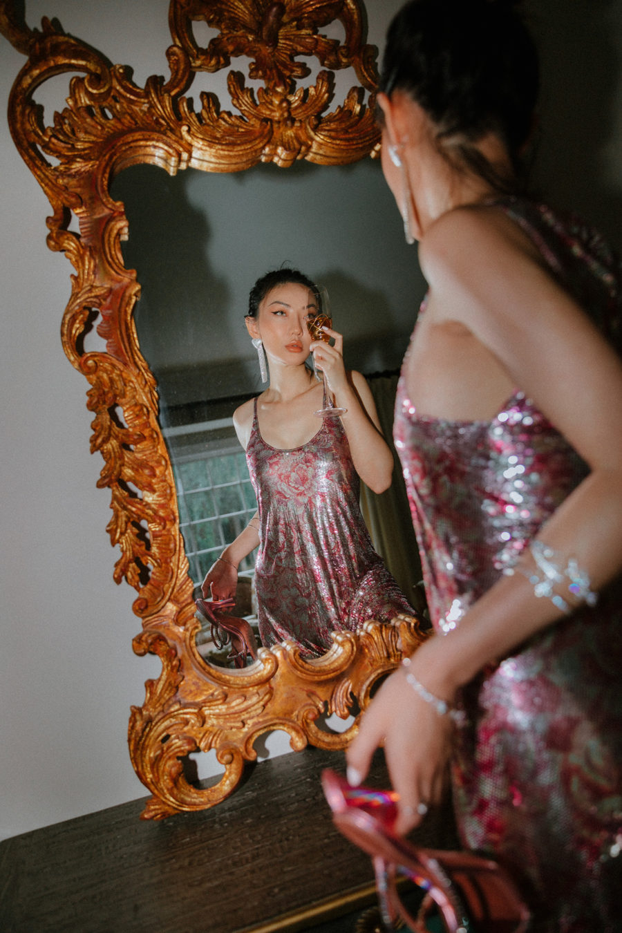 jessica wang wearing a sequin dress and sharing sephora holiday sale 2020 picks // Jessica Wang - Notjessfashion.com