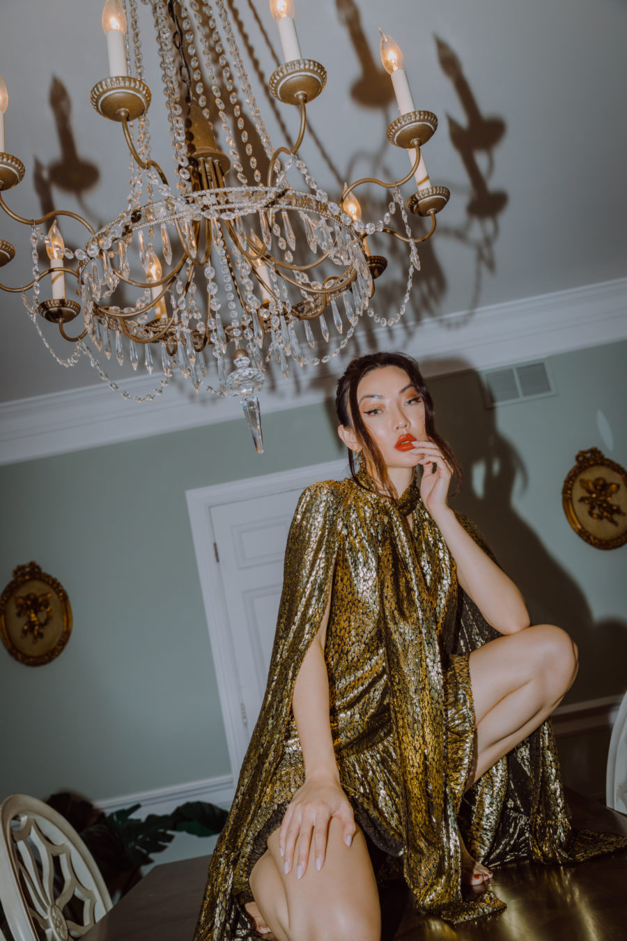 jessica wang wears a sparkly gold dress for new years eve // Jessica Wang - Notjessfashion.com