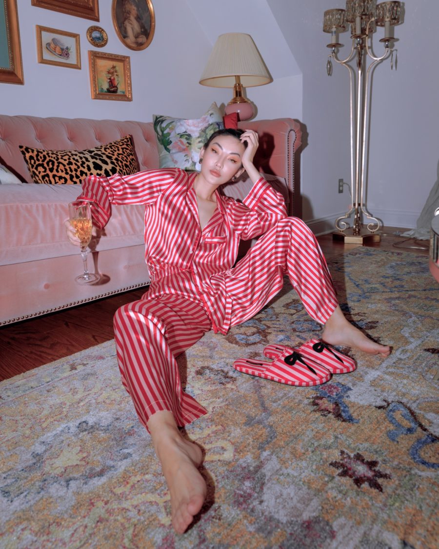 jessica wang shares what to wear for winter in victoria secret stripe pajamas // Jessica Wang - Notjessfashion.com