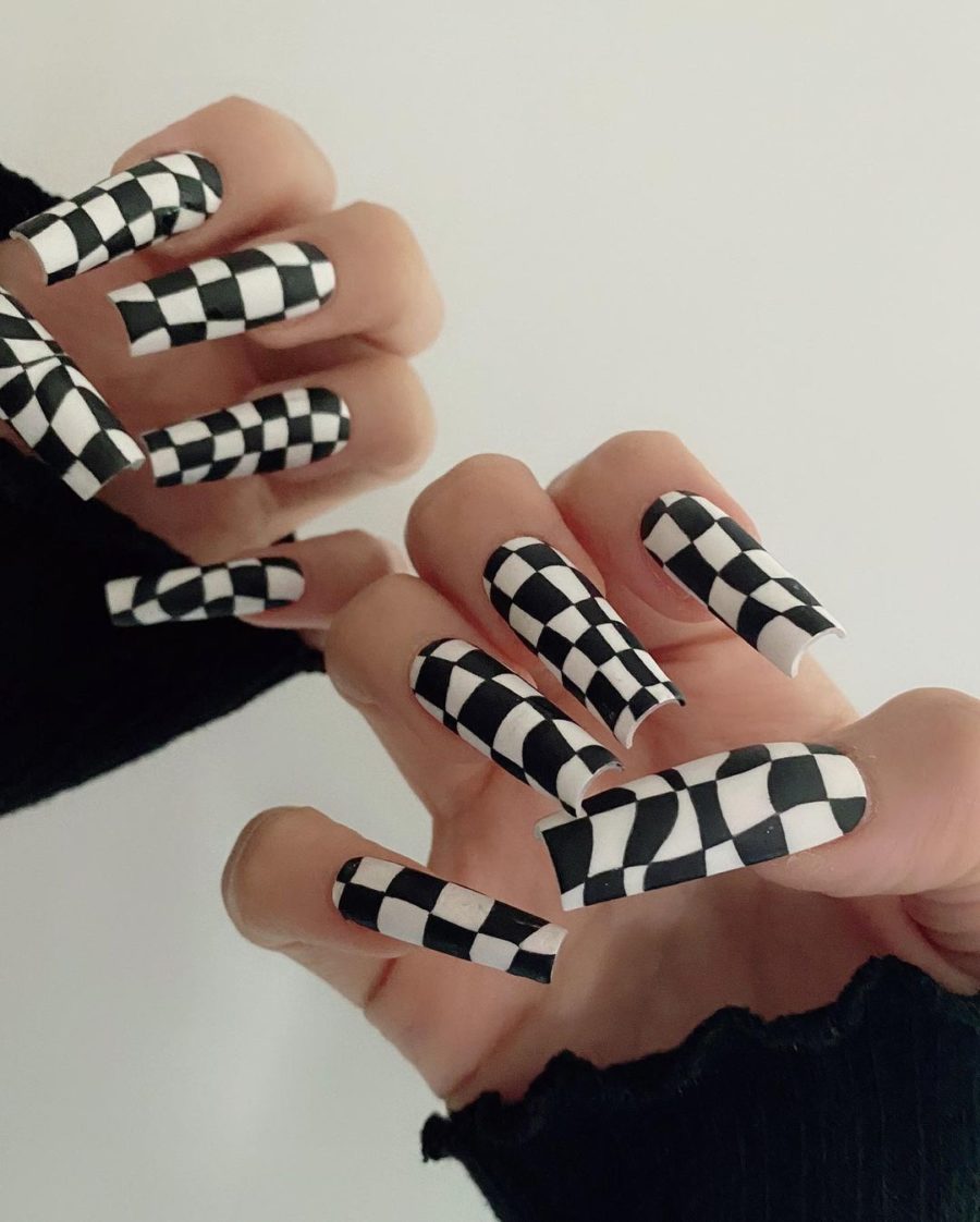 checkered nail art diy tutorial｜TikTok Search