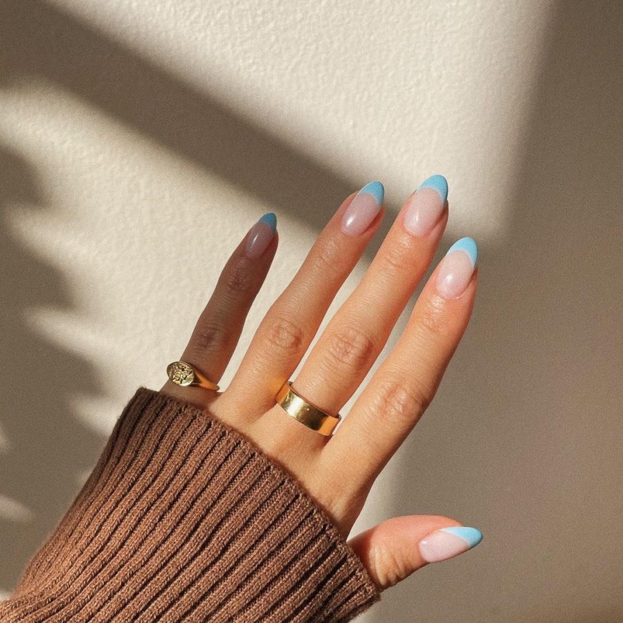 baby blue french tip nail trends // Jessica Wang - Notjessfashion.com