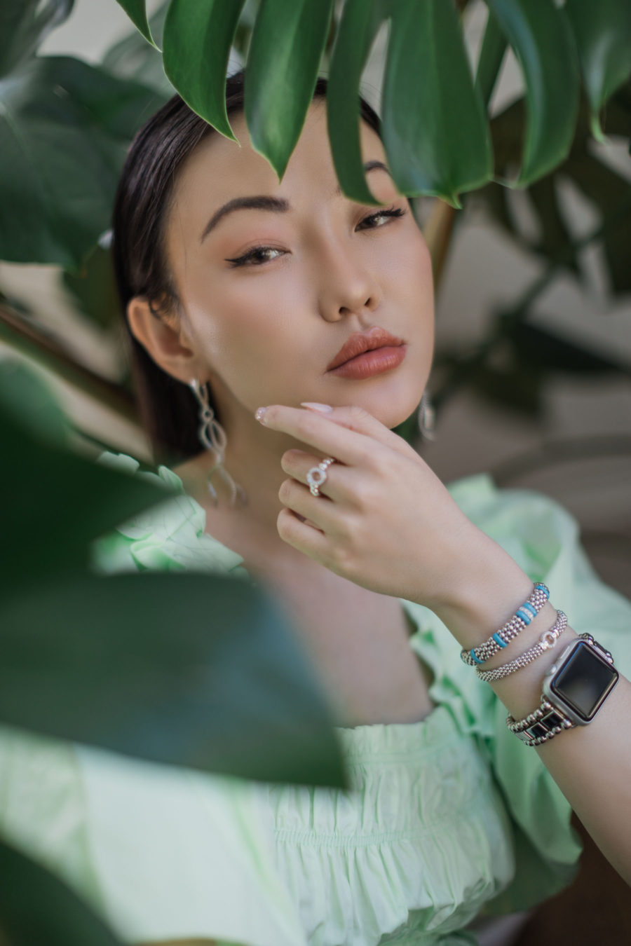 jessica wang wearing a green smocked top and sharing summer beauty essentials // Jessica Wang - Notjessfashion.com