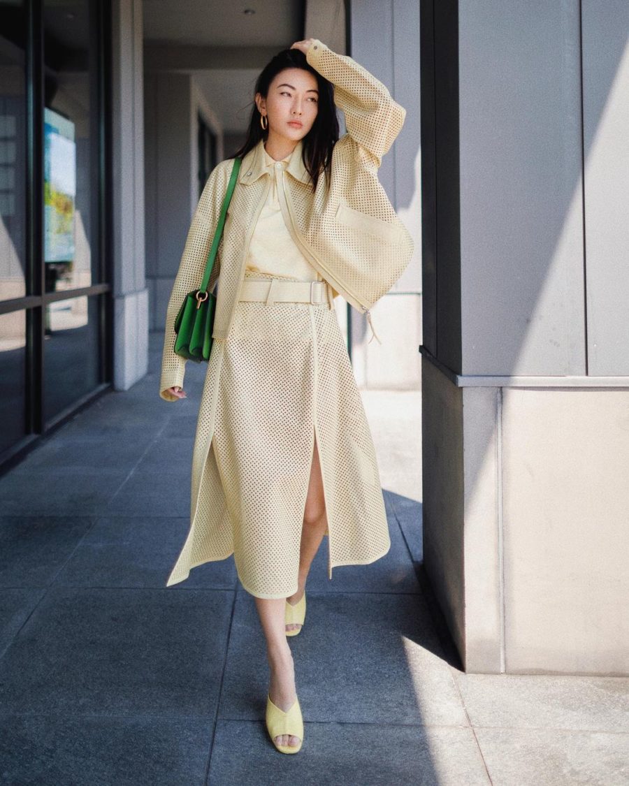 jessica wang wearing night out outfits featuring a yellow midi skirt // Jessica Wang - Notjessfashion.com