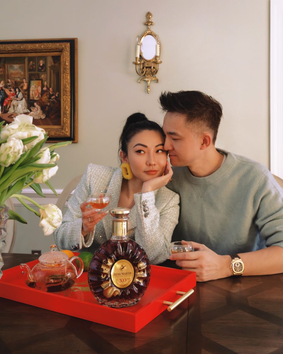 jessica wang and her husband drinking remy martin while sharing last minute father's day gifts