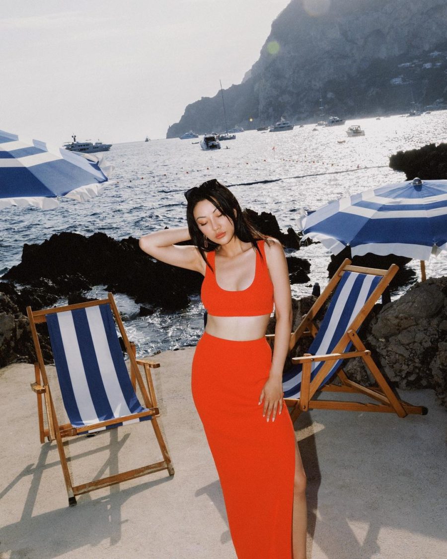 jessica wang wearing a chili red matching set while sharing her favorite end of summer outfits // Jessica Wang - Notjessfashion.com