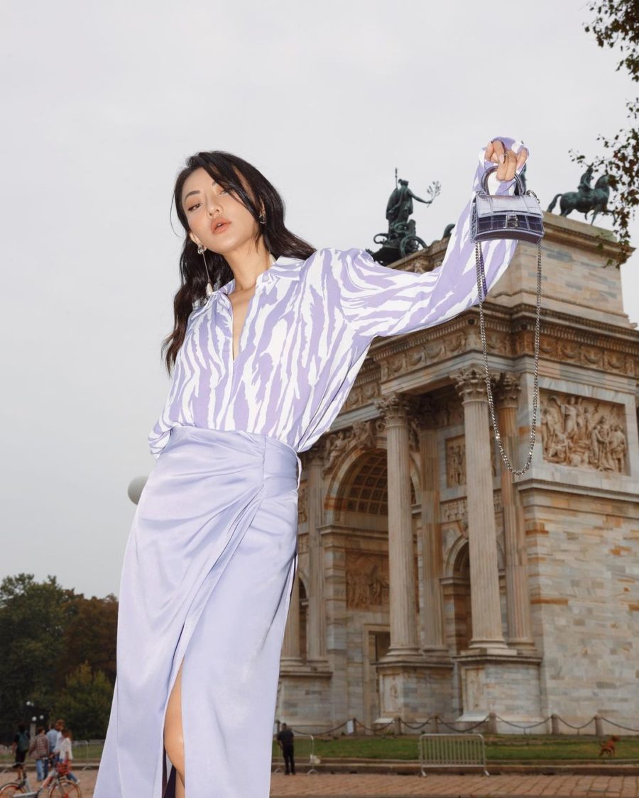 jessica wang wearing a lavender outfit for paris fashion week // jessica wang - notjessfashion.com