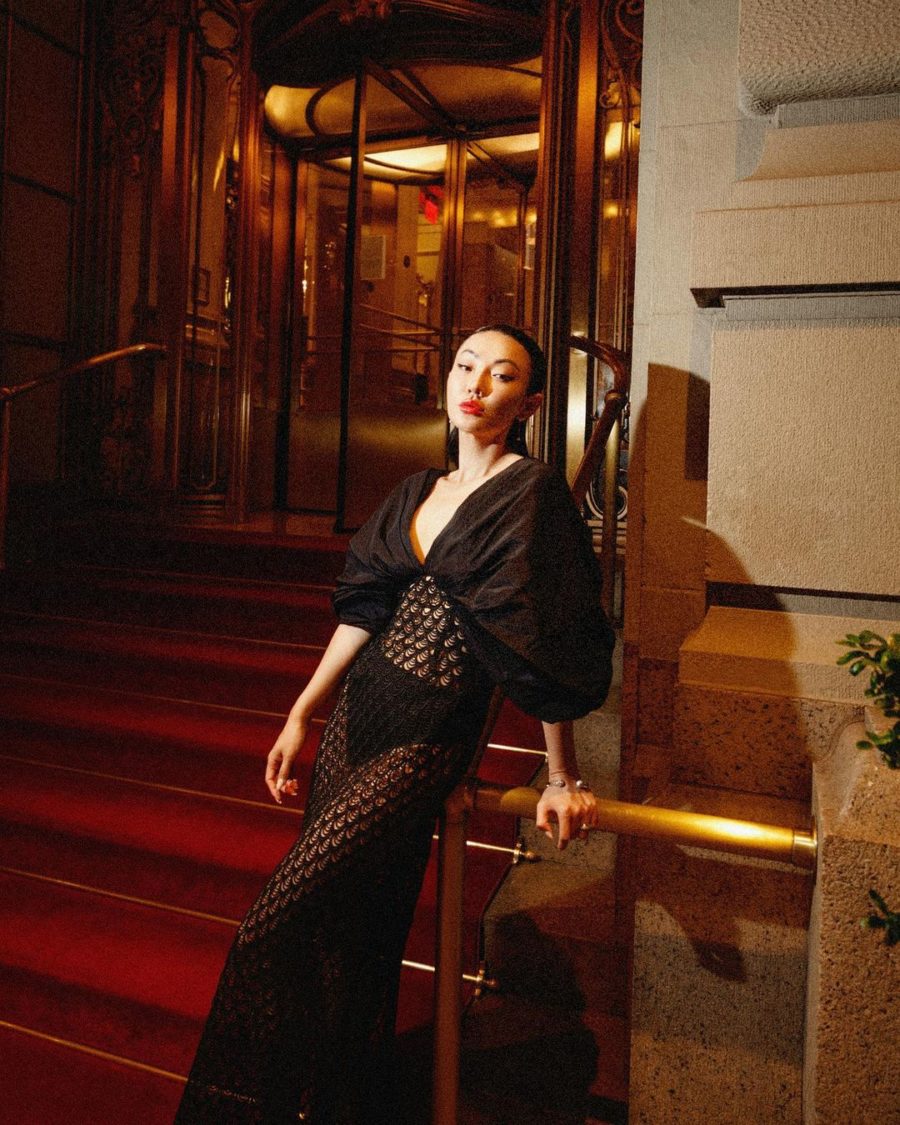 Jessica Wang wearing holiday party outfits featuring a black naked dress // Jessica Wang - Notjessfashion.com
