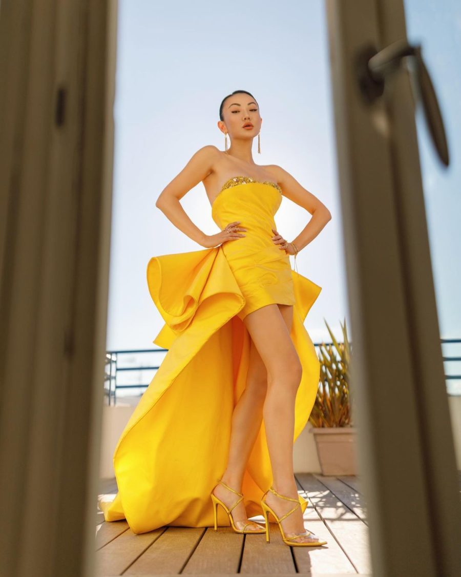 Jessica Wang wearing a tony ward couture dress while sharing her favorite spring and summer shoe trends // Jessica Wang - Notjessfashion.com